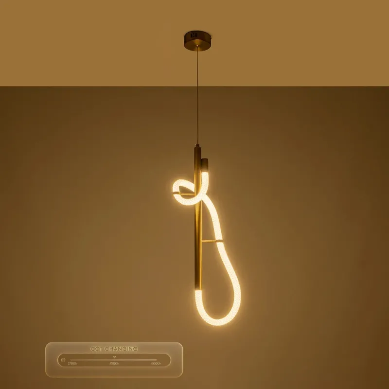 kelvo® GLOW KLV-101-0159 Κρεμαστό Φωτιστικό Οροφής LED 24W 2400lm 360° AC 220-240V IP20 Ρυθμιζόμενο Λευκό CCT με On/Off 2700K/4500K/6000K - Lumileds SMD Chip - Χρυσό Πλατίνα - Μ24 x Π10 x Υ62cm - 3 Χρόνια Εγγύηση