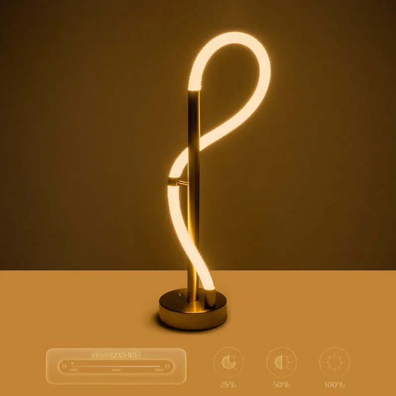 kelvo® GLOW KLV-101-0172 Επιτραπέζιο Φωτιστικό Πορτατίφ LED 18W 1800lm 360° AC 220-240V IP20 Ρυθμιζόμενο Λευκό CCT με Αφή 2700K/4500K/6000K Dimmable - Lumileds SMD Chip - Χρυσό Πλατίνα - Μ30 x Π30 x Υ60cm - 3 Χρόνια Εγγύηση