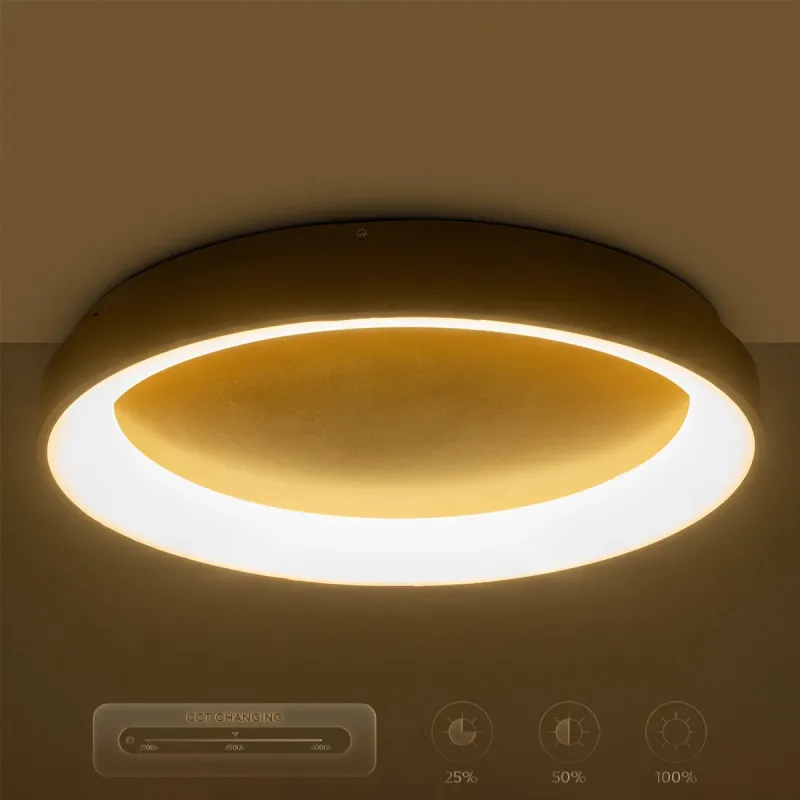 GLOBOSTAR® SALEM 61239 Μοντέρνο Φωτιστικό Οροφής LED 105W 12075lm 120° AC 220-240V IP20 Ρυθμιζόμενο Λευκό CCT με Χειριστήριο από 2700K έως 6000K Dimmable - Lumileds SMD Chip - Χρυσό - Μ60 x Π60 x Υ9.5cm - 3 Χρόνια Εγγύηση