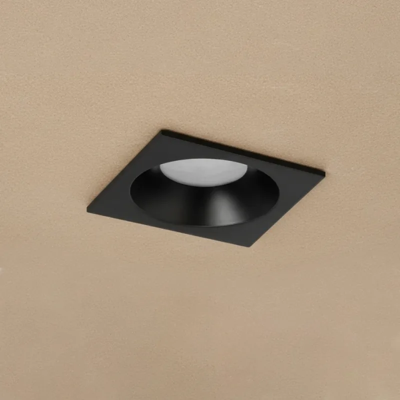 kelvo® EPSILON KLV-101-0047 Χωνευτό Φωτιστικό Downlight Σποτ Μπάνιου για Λάμπα MR16 με Ντουί GU10 AC 220-240V Αδιάβροχο IP65 - Μαύρο Ματ - Μ8.5 x Π8.5 x Υ4.4cm / Q7.5cm x 7.5cm