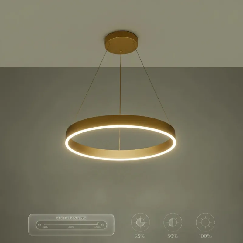 kelvo® VENOM KLV-101-0189 Κρεμαστό Φωτιστικό Οροφής LED 45W 4500lm 120° AC 220-240V IP20 Ρυθμιζόμενο Λευκό CCT με Χειριστήριο από 2700K έως 6000K Dimmable - Lumileds SMD Chip - Χρυσό Πλατίνα - Μ60 x Π60 x Υ6.5cm - 3 Χρόνια Εγγύηση
