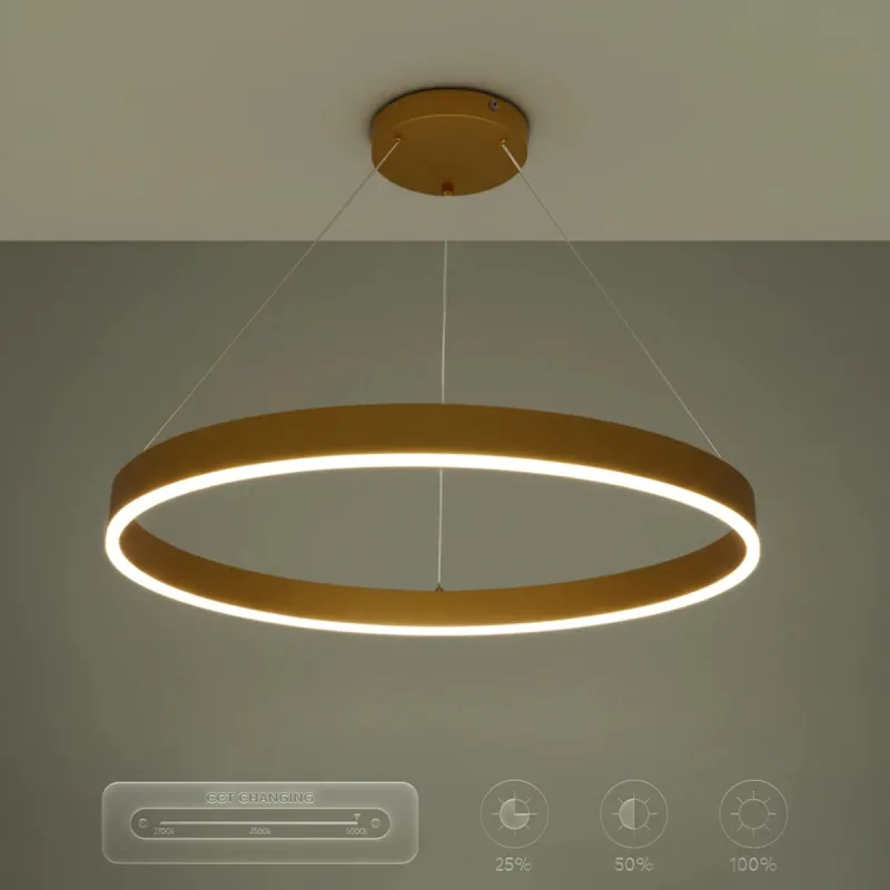 kelvo® VENOM KLV-101-0192 Κρεμαστό Φωτιστικό Οροφής LED 67W 6700lm 120° AC 220-240V IP20 Ρυθμιζόμενο Λευκό CCT με Χειριστήριο από 2700K έως 6000K Dimmable - Lumileds SMD Chip - Χρυσό Πλατίνα - Μ80 x Π80 x Υ6.5cm - 3 Χρόνια Εγγύηση