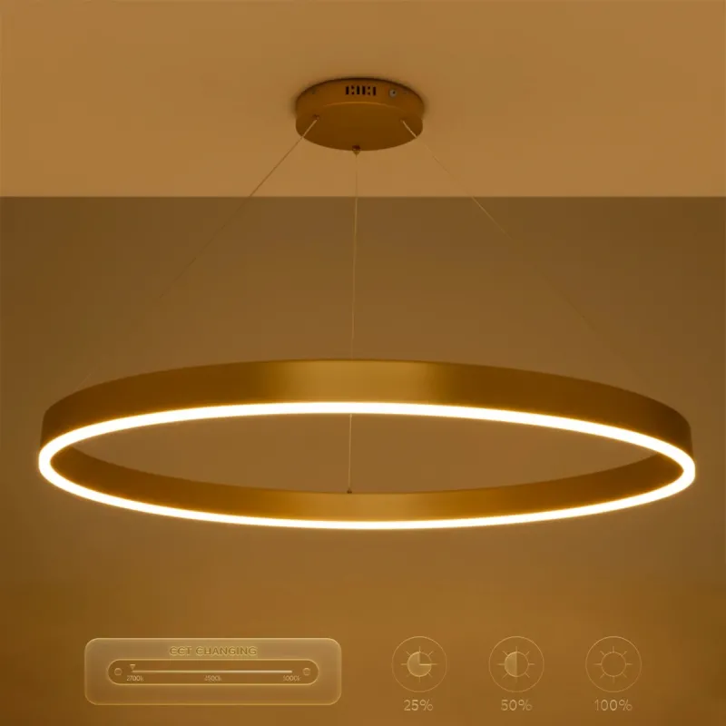 kelvo® VENOM KLV-101-0195 Κρεμαστό Φωτιστικό Οροφής LED 75W 7500lm 120° AC 220-240V IP20 Ρυθμιζόμενο Λευκό CCT με Χειριστήριο από 2700K έως 6000K Dimmable - Lumileds SMD Chip - Χρυσό Πλατίνα - Μ100 x Π100 x Υ6.5cm - 3 Χρόνια Εγγύηση