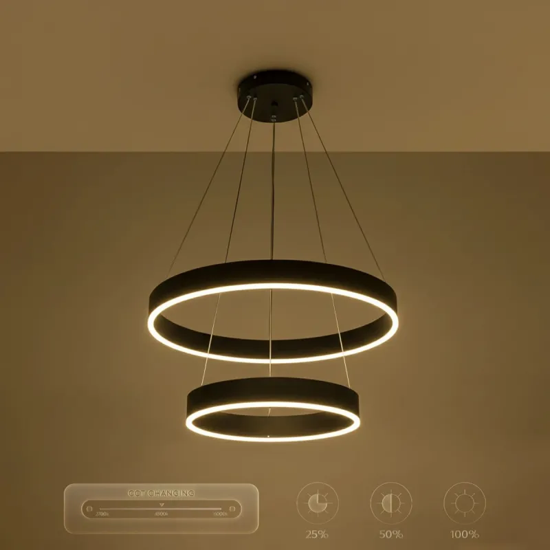 kelvo® VENOM KLV-101-0196 Κρεμαστό Φωτιστικό Οροφής LED 75W 7500lm 120° AC 220-240V IP20 Ρυθμιζόμενο Λευκό CCT με Χειριστήριο από 2700K έως 6000K Dimmable - Lumileds SMD Chip - Μαύρο Ματ - Μ60 x Π60 x Υ40cm - 3 Χρόνια Εγγύηση