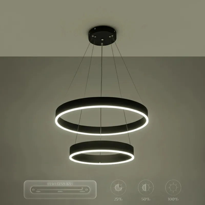 kelvo® VENOM KLV-101-0196 Κρεμαστό Φωτιστικό Οροφής LED 75W 7500lm 120° AC 220-240V IP20 Ρυθμιζόμενο Λευκό CCT με Χειριστήριο από 2700K έως 6000K Dimmable - Lumileds SMD Chip - Μαύρο Ματ - Μ60 x Π60 x Υ40cm - 3 Χρόνια Εγγύηση