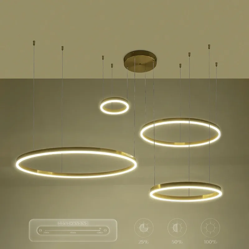 kelvo® VENOM KLV-101-0204 Κρεμαστό Φωτιστικό Οροφής LED 150W 15000lm 120° AC 220-240V IP20 Ρυθμιζόμενο Λευκό CCT με Χειριστήριο από 2700K έως 6000K Dimmable - Lumileds SMD Chip - Χρυσό Πλατίνα - Μ150 x Π90 x Υ60cm - 3 Χρόνια Εγγύηση