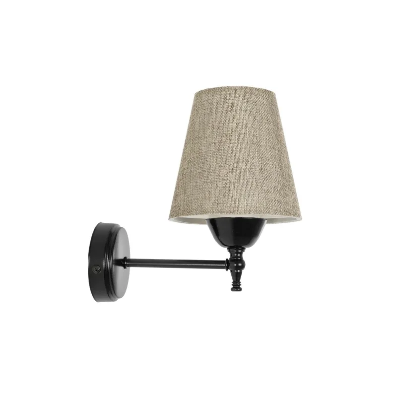 GLOBOSTAR® PAM 204-0112 Μοντέρνο Φωτιστικό Τοίχου - Απλίκα με Ντουί 1 x E27 AC 220-240V IP20 - Μαύρο & Μπεζ - Μ14 x Π22 x Υ23cm