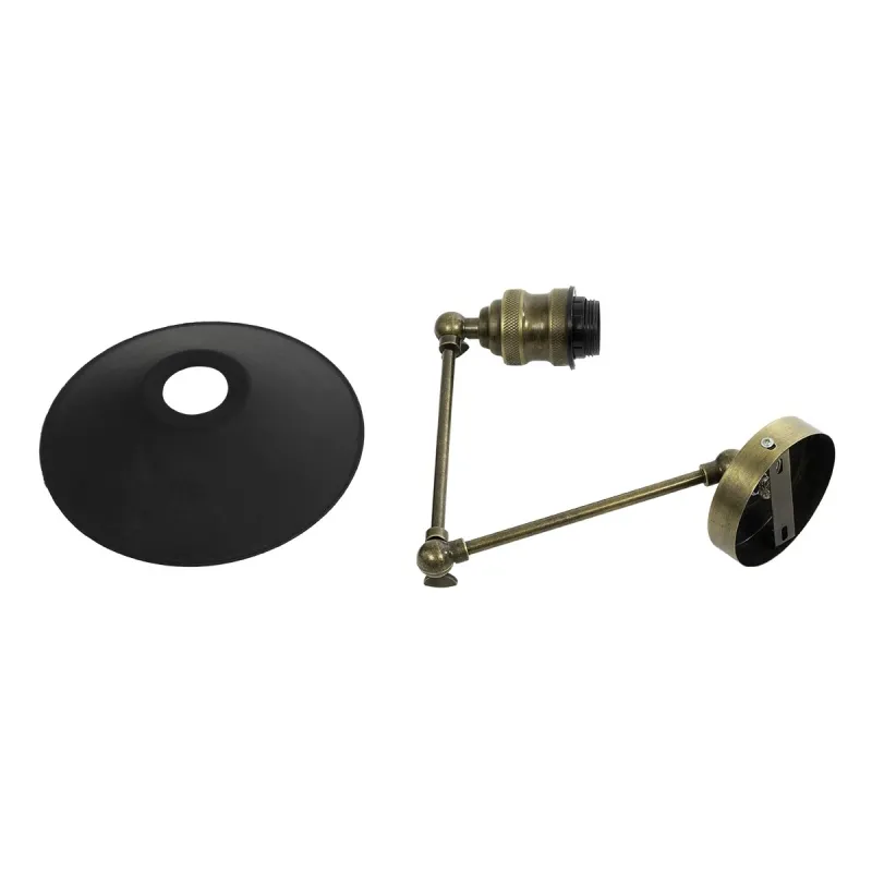 GLOBOSTAR® HAWK 204-0114 Μοντέρνο Φωτιστικό Τοίχου - Απλίκα με Ντουί 1 x E27 AC 220-240V IP20 - Μαύρο & Μπρούτζινο - Μ22 x Π44 x Υ23cm