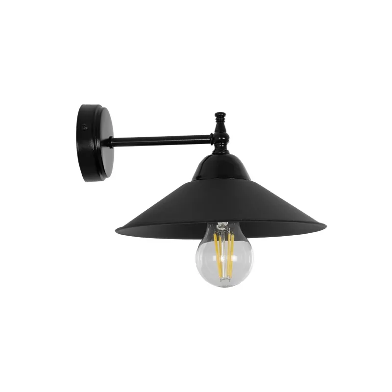 GLOBOSTAR® CATERPILLAR 204-0115 Μοντέρνο Φωτιστικό Τοίχου - Απλίκα με Ντουί 1 x E27 AC 220-240V IP20 - Μαύρο - Μ22 x Π25 x Υ14cm