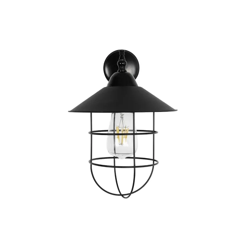GLOBOSTAR® CAT 204-0116 Μοντέρνο Φωτιστικό Τοίχου - Απλίκα με Ντουί 1 x E27 AC 220-240V IP20 - Μαύρο - Μ22 x Π25 x Υ30cm