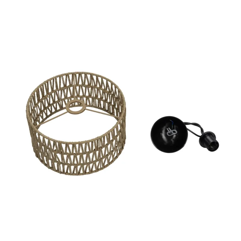 GLOBOSTAR® DARIO 204-0166 Boho Κρεμαστό Φωτιστικό Οροφής με Ντουί 1 x E27 AC 220-240V IP20 - Μπεζ - Μ30 x Π30 x Υ18cm