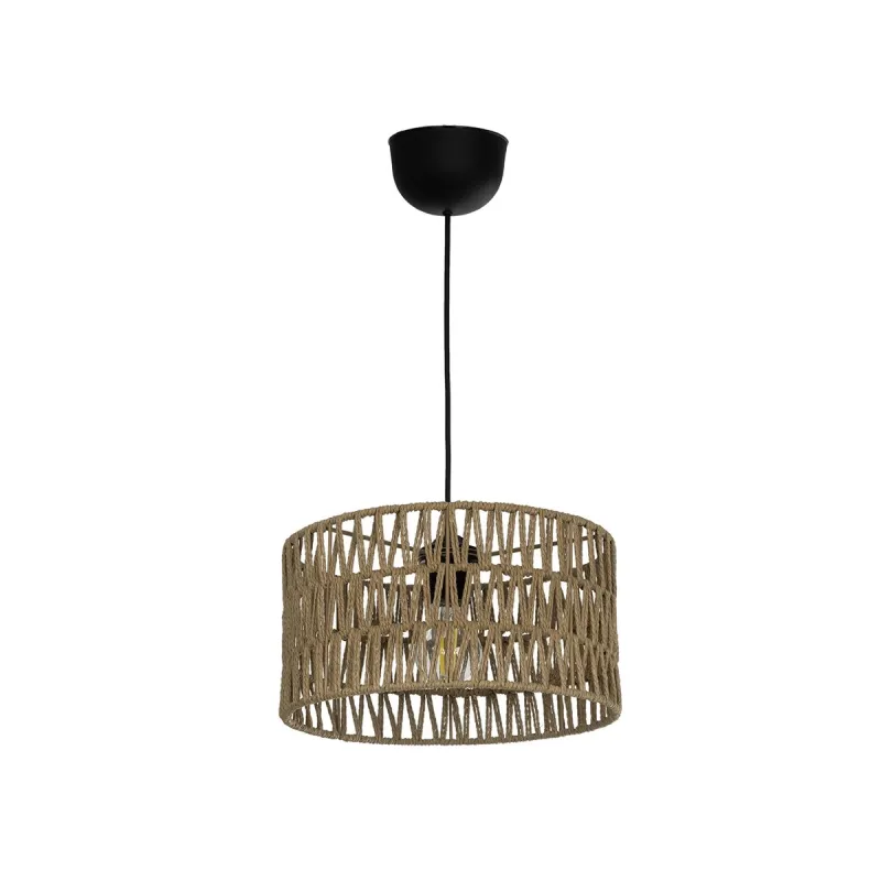 GLOBOSTAR® DARIO 204-0166 Boho Κρεμαστό Φωτιστικό Οροφής με Ντουί 1 x E27 AC 220-240V IP20 - Μπεζ - Μ30 x Π30 x Υ18cm