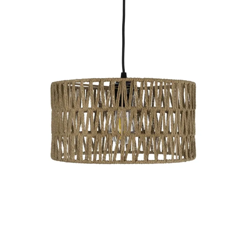 GLOBOSTAR® DARIO 204-0166 Boho Κρεμαστό Φωτιστικό Οροφής με Ντουί 1 x E27 AC 220-240V IP20 - Μπεζ - Μ30 x Π30 x Υ18cm