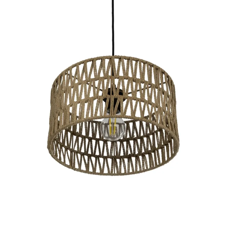 GLOBOSTAR® DARIO 204-0166 Boho Κρεμαστό Φωτιστικό Οροφής με Ντουί 1 x E27 AC 220-240V IP20 - Μπεζ - Μ30 x Π30 x Υ18cm