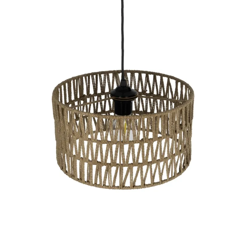 GLOBOSTAR® DARIO 204-0166 Boho Κρεμαστό Φωτιστικό Οροφής με Ντουί 1 x E27 AC 220-240V IP20 - Μπεζ - Μ30 x Π30 x Υ18cm