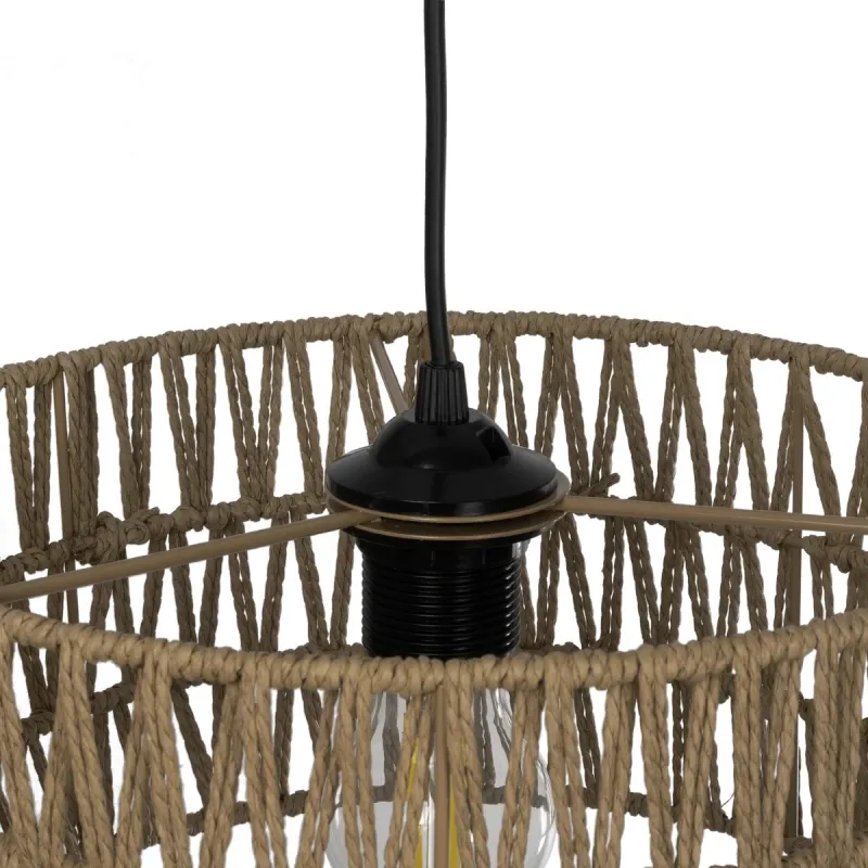 GLOBOSTAR® DARIO 204-0166 Boho Κρεμαστό Φωτιστικό Οροφής με Ντουί 1 x E27 AC 220-240V IP20 - Μπεζ - Μ30 x Π30 x Υ18cm