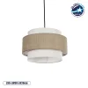 GLOBOSTAR® SOHO 204-0172 Μοντέρνο Κρεμαστό Φωτιστικό Οροφής με Ντουί 1 x E27 AC 220-240V IP20 - Καφέ & Μπεζ - Μ30 x Π30 x Υ20cm