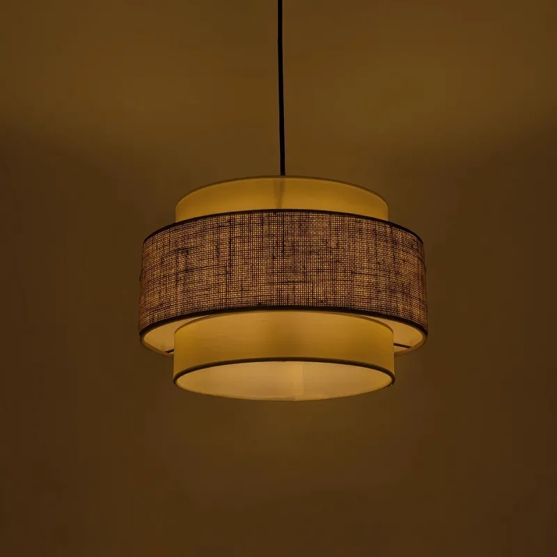 GLOBOSTAR® SOHO 204-0172 Μοντέρνο Κρεμαστό Φωτιστικό Οροφής με Ντουί 1 x E27 AC 220-240V IP20 - Καφέ & Μπεζ - Μ30 x Π30 x Υ20cm