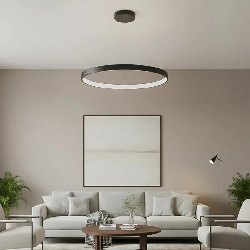 kelvo® NEMESIS KLV-101-0211 Κρεμαστό Φωτιστικό Οροφής LED 67W 6700lm 180° AC 220-240V IP20 Ρυθμιζόμενο Λευκό CCT με Χειριστήριο από 2700K έως 6000K Dimmable - Lumileds SMD Chip - Μαύρο Ματ - Μ80 x Π80 x Υ4cm - 3 Χρόνια Εγγύηση