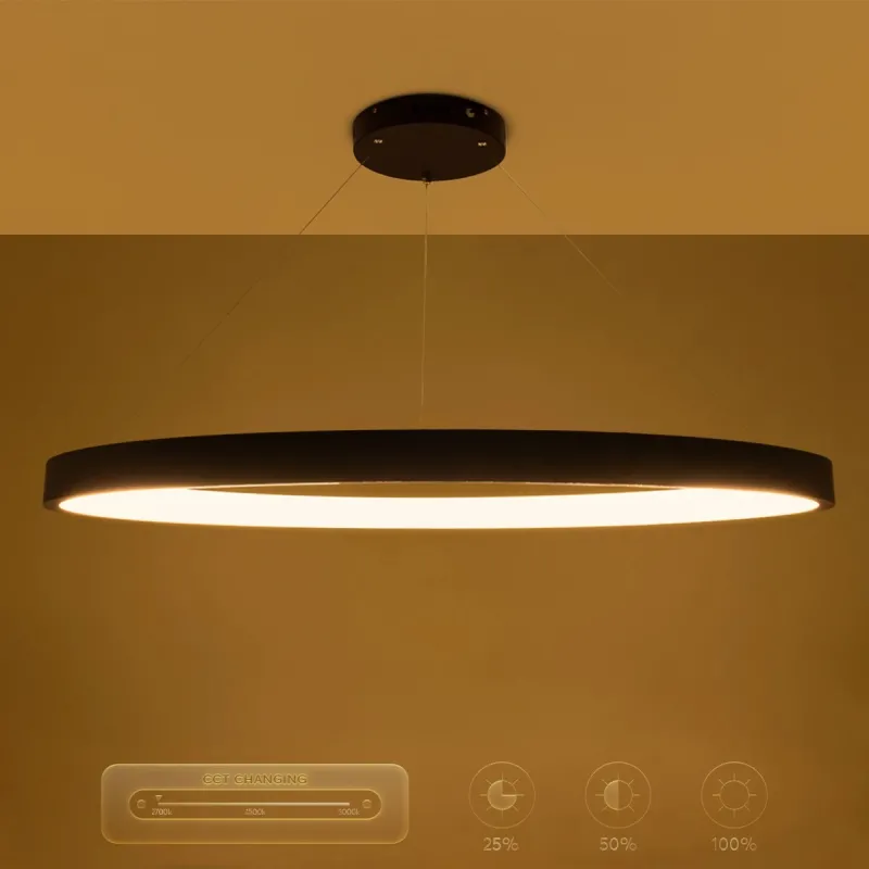 kelvo® NEMESIS KLV-101-0211 Κρεμαστό Φωτιστικό Οροφής LED 67W 6700lm 180° AC 220-240V IP20 Ρυθμιζόμενο Λευκό CCT με Χειριστήριο από 2700K έως 6000K Dimmable - Lumileds SMD Chip - Μαύρο Ματ - Μ80 x Π80 x Υ4cm - 3 Χρόνια Εγγύηση