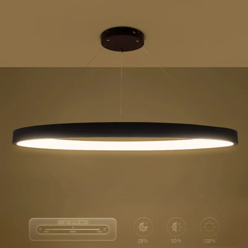 kelvo® NEMESIS KLV-101-0211 Κρεμαστό Φωτιστικό Οροφής LED 67W 6700lm 180° AC 220-240V IP20 Ρυθμιζόμενο Λευκό CCT με Χειριστήριο από 2700K έως 6000K Dimmable - Lumileds SMD Chip - Μαύρο Ματ - Μ80 x Π80 x Υ4cm - 3 Χρόνια Εγγύηση