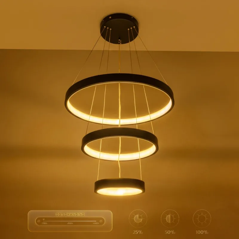 kelvo® NEMESIS KLV-101-0217 Κρεμαστό Φωτιστικό Οροφής LED 100W 10000lm 180° AC 220-240V IP20 Ρυθμιζόμενο Λευκό CCT με Χειριστήριο από 2700K έως 6000K Dimmable - Lumileds SMD Chip - Μαύρο Ματ - Μ60 x Π60 x Υ60cm - 3 Χρόνια Εγγύηση