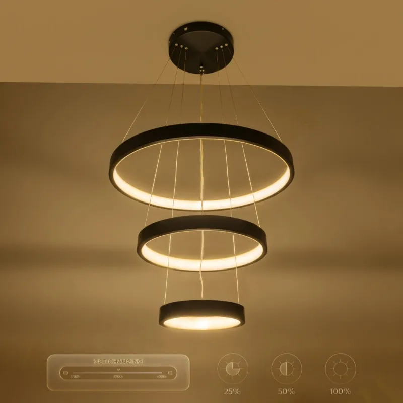 kelvo® NEMESIS KLV-101-0217 Κρεμαστό Φωτιστικό Οροφής LED 100W 10000lm 180° AC 220-240V IP20 Ρυθμιζόμενο Λευκό CCT με Χειριστήριο από 2700K έως 6000K Dimmable - Lumileds SMD Chip - Μαύρο Ματ - Μ60 x Π60 x Υ60cm - 3 Χρόνια Εγγύηση