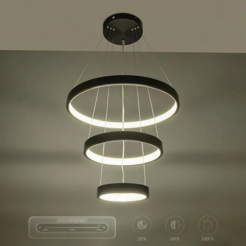 kelvo® NEMESIS KLV-101-0217 Κρεμαστό Φωτιστικό Οροφής LED 100W 10000lm 180° AC 220-240V IP20 Ρυθμιζόμενο Λευκό CCT με Χειριστήριο από 2700K έως 6000K Dimmable - Lumileds SMD Chip - Μαύρο Ματ - Μ60 x Π60 x Υ60cm - 3 Χρόνια Εγγύηση