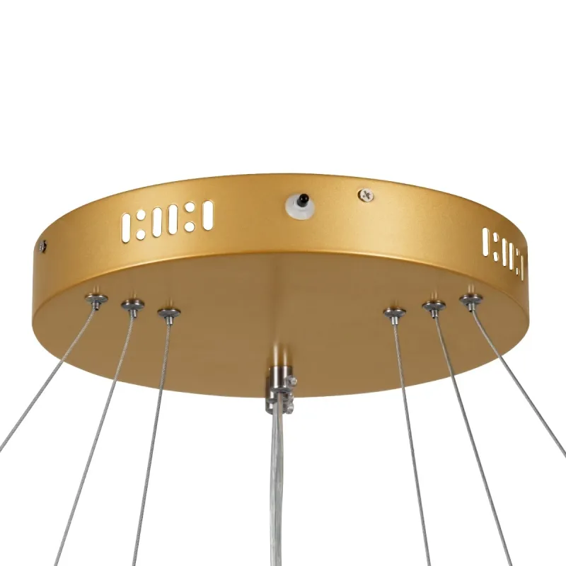 kelvo® NEMESIS KLV-101-0222 Κρεμαστό Φωτιστικό Οροφής LED 120W 12000lm 180° AC 220-240V IP20 Ρυθμιζόμενο Λευκό CCT με Χειριστήριο από 2700K έως 6000K Dimmable - Lumileds SMD Chip - Χρυσό Πλατίνα - Μ80 x Π80 x Υ80cm - 3 Χρόνια Εγγύηση