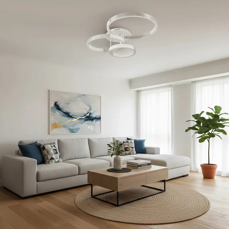 kelvo® DIAMOND KLV-101-0227 Φωτιστικό Οροφής LED 100W 10000lm 360° AC 220-240V IP20 Ρυθμιζόμενο Λευκό CCT με Χειριστήριο από 2700K έως 6000K Dimmable - Lumileds SMD Chip - Λευκό Ματ - Μ80 x Π50 x Υ20cm - 3 Χρόνια Εγγύηση