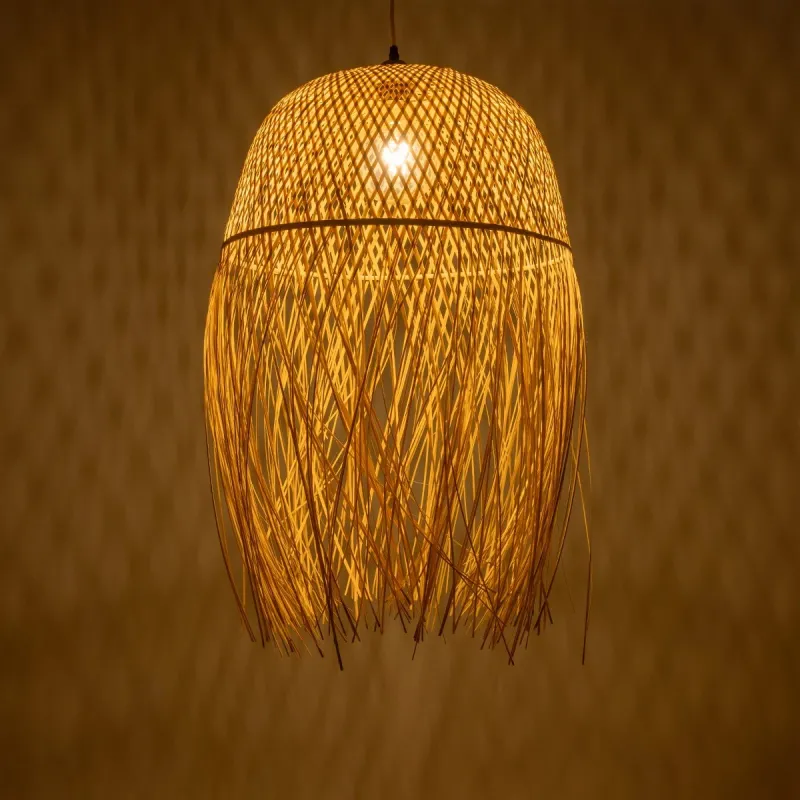 GLOBOSTAR® MANILA 00713 Boho Κρεμαστό Φωτιστικό Οροφής με Ντουί 1 x E27 AC 220-240V IP20 - Μπεζ - Μ50 x Π50 x Υ70cm