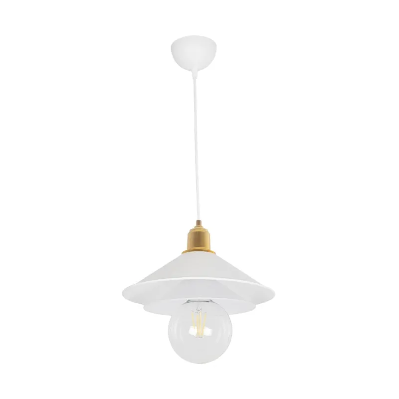 GLOBOSTAR® FERRO 203-0268 Μοντέρνο Κρεμαστό Φωτιστικό Οροφής με Ντουί 1 x E27 AC 220-240V IP20 - Λευκό & Χρυσό - Μ30 x Π30 x Υ19cm