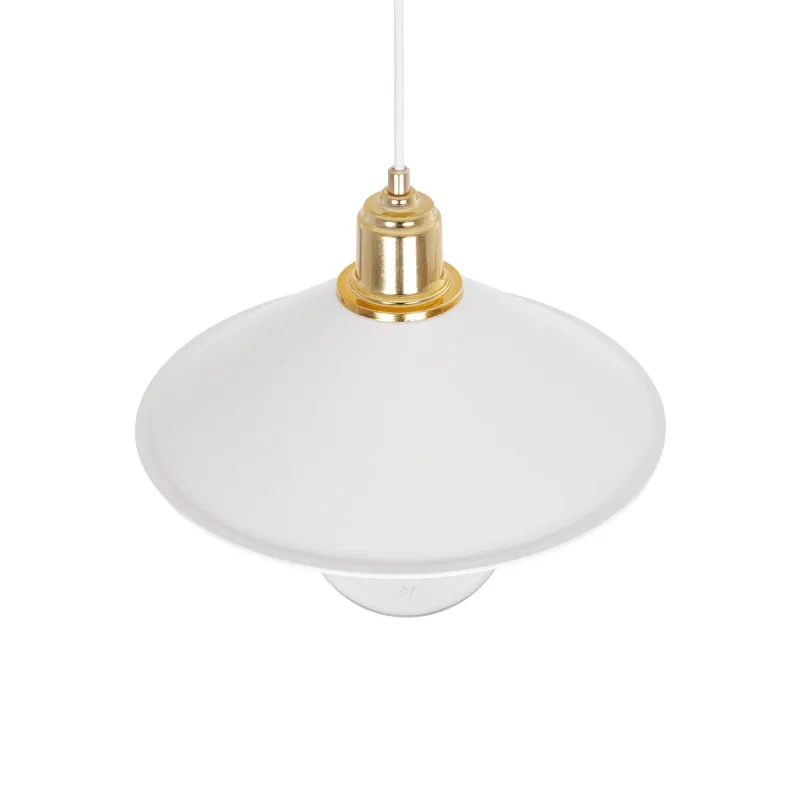 GLOBOSTAR® FERRO 203-0268 Μοντέρνο Κρεμαστό Φωτιστικό Οροφής με Ντουί 1 x E27 AC 220-240V IP20 - Λευκό & Χρυσό - Μ30 x Π30 x Υ19cm
