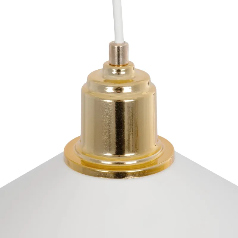 GLOBOSTAR® FERRO 203-0268 Μοντέρνο Κρεμαστό Φωτιστικό Οροφής με Ντουί 1 x E27 AC 220-240V IP20 - Λευκό & Χρυσό - Μ30 x Π30 x Υ19cm