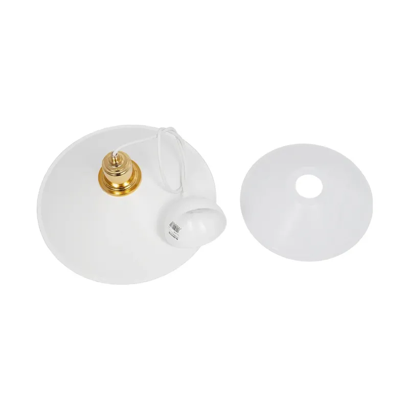 GLOBOSTAR® FERRO 203-0268 Μοντέρνο Κρεμαστό Φωτιστικό Οροφής με Ντουί 1 x E27 AC 220-240V IP20 - Λευκό & Χρυσό - Μ30 x Π30 x Υ19cm