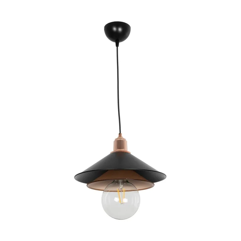 GLOBOSTAR® FERRO 203-0269 Μοντέρνο Κρεμαστό Φωτιστικό Οροφής με Ντουί 1 x E27 AC 220-240V IP20 - Μαύρο & Χάλκινο - Μ30 x Π30 x Υ19cm