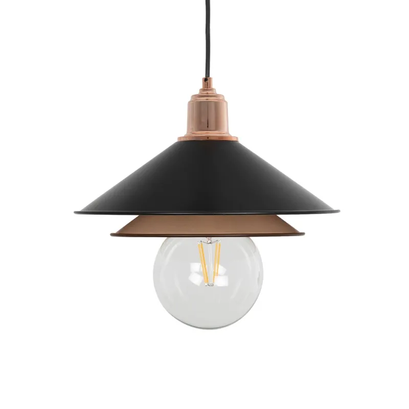GLOBOSTAR® FERRO 203-0269 Μοντέρνο Κρεμαστό Φωτιστικό Οροφής με Ντουί 1 x E27 AC 220-240V IP20 - Μαύρο & Χάλκινο - Μ30 x Π30 x Υ19cm