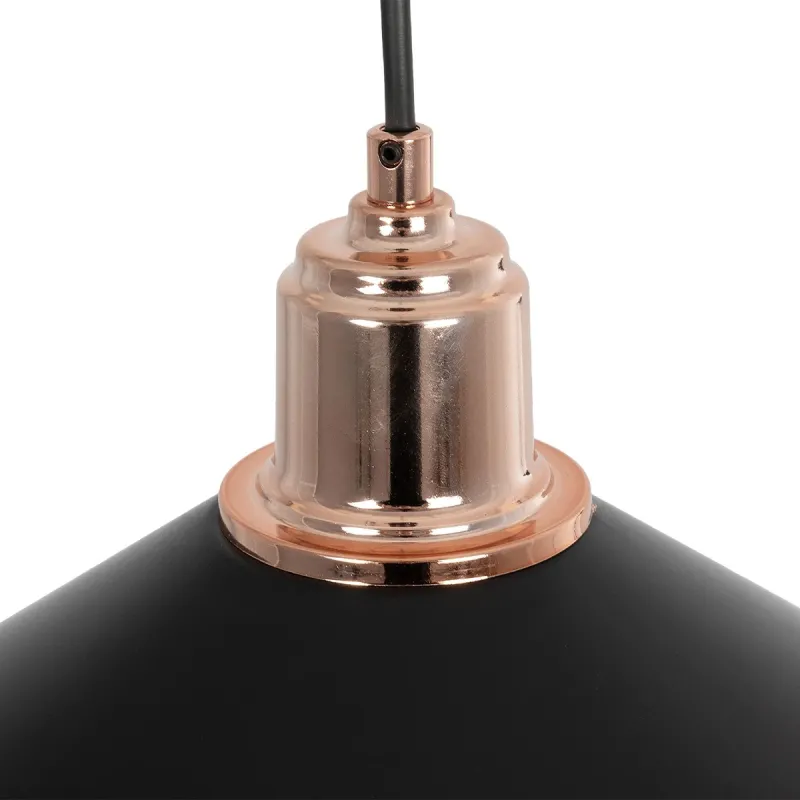 GLOBOSTAR® FERRO 203-0269 Μοντέρνο Κρεμαστό Φωτιστικό Οροφής με Ντουί 1 x E27 AC 220-240V IP20 - Μαύρο & Χάλκινο - Μ30 x Π30 x Υ19cm