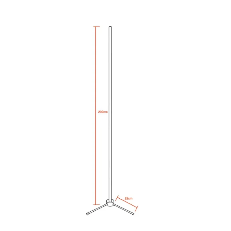Μοντέρνο Minimal Επιδαπέδιο Μαύρο Φωτιστικό 200cm LED 40 Watt με Ασύρματο Χειριστήριο 2.4G RF,  Λειτουργία μέσω WiFi APP & Dimmer RGBW+WW Πολύχρωμο - Ψυχρό - Ημέρας - Θερμό GloboStar ALIEN Design GLOBO-200-12