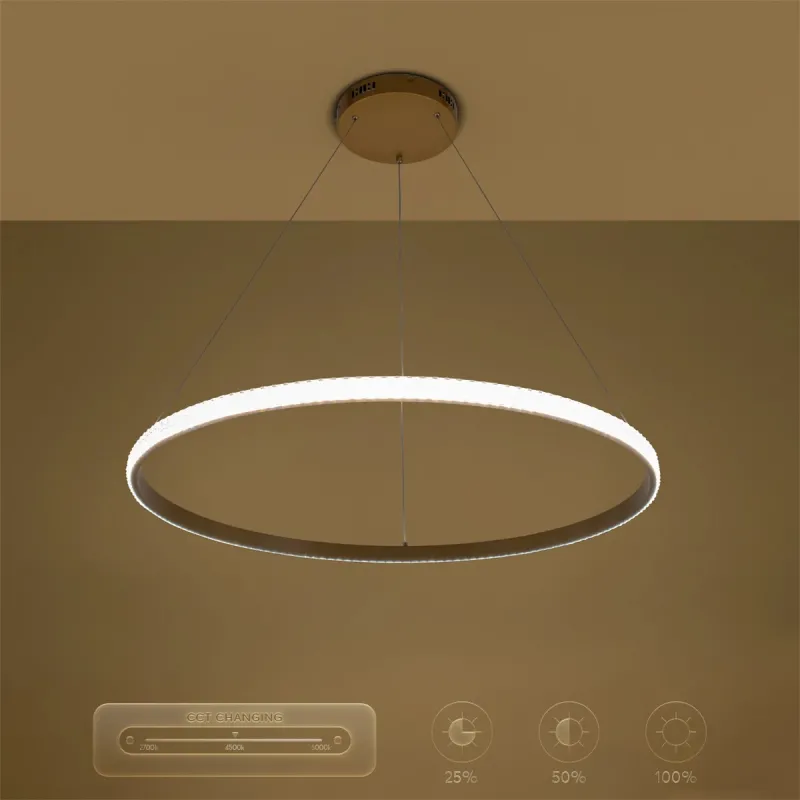 kelvo® DIAMOND KLV-101-0232 Κρεμαστό Φωτιστικό Οροφής LED 67W 6700lm 180° AC 220-240V IP20 Ρυθμιζόμενο Λευκό CCT με Χειριστήριο από 2700K έως 6000K Dimmable - Lumileds SMD Chip - Χρυσό Πλατίνα - Μ80 x Π80 x Υ3cm - 3 Χρόνια Εγγύηση