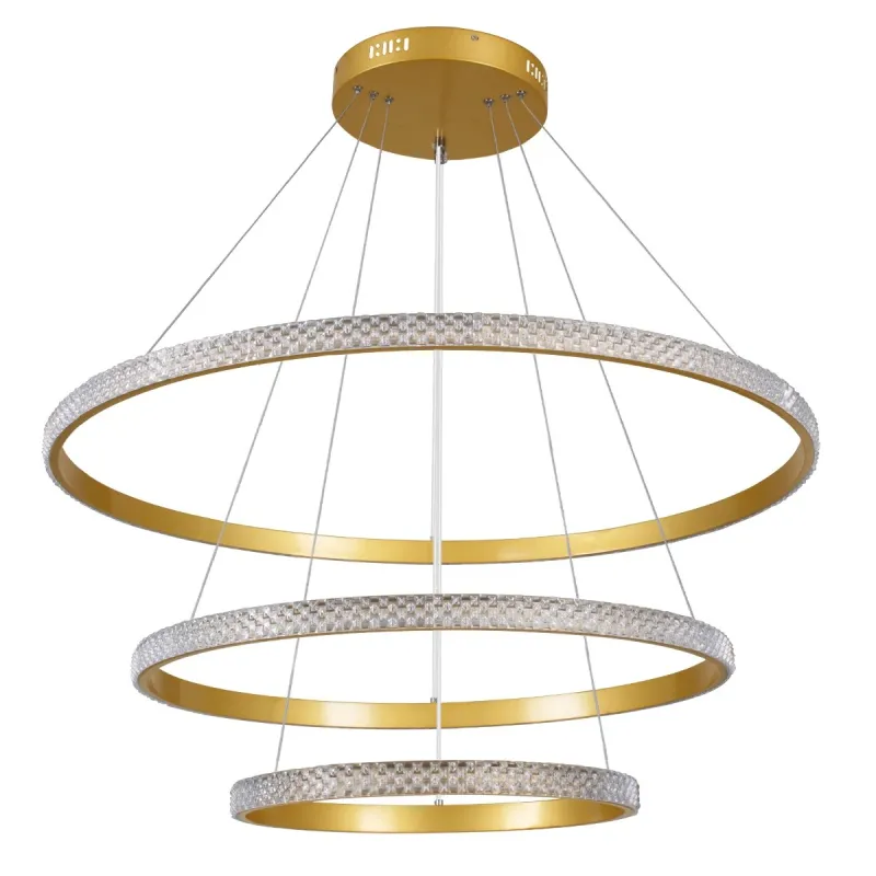 kelvo® DIAMOND KLV-101-0240 Κρεμαστό Φωτιστικό Οροφής LED 120W 12000lm 180° AC 220-240V IP20 Ρυθμιζόμενο Λευκό CCT με Χειριστήριο από 2700K έως 6000K Dimmable - Lumileds SMD Chip - Χρυσό Πλατίνα - Μ80 x Π80 x Υ80cm - 3 Χρόνια Εγγύηση