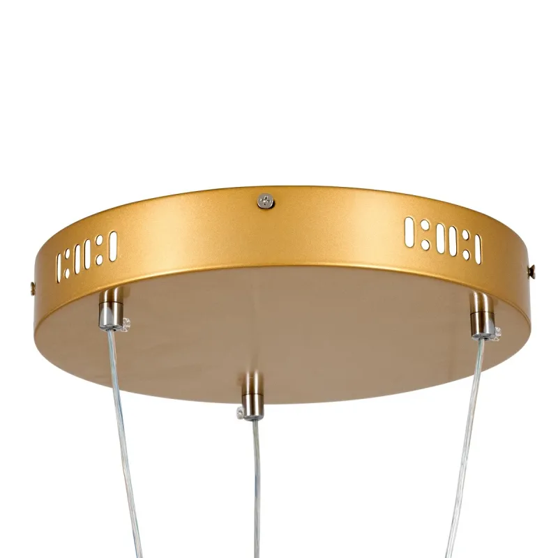 kelvo® DIAMOND KLV-101-0244 Κρεμαστό Φωτιστικό Οροφής LED 100W 10000lm 180° AC 220-240V IP20 Ρυθμιζόμενο Λευκό CCT με Χειριστήριο από 2700K έως 6000K Dimmable - Lumileds SMD Chip - Χρυσό Πλατίνα - Μ110 x Π110 x Υ60cm - 3 Χρόνια Εγγύηση
