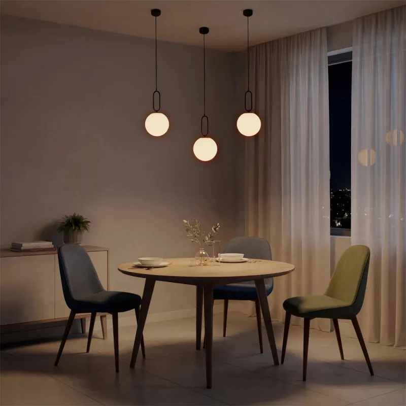 kelvo® BELLISSIMO KLV-101-0373 Κρεμαστό Φωτιστικό Οροφής για Λάμπα με Ντουί E27 AC 220-240V IP20 - Μαύρο Ματ & Λευκό - Μ20 x Π20 x Υ42cm
