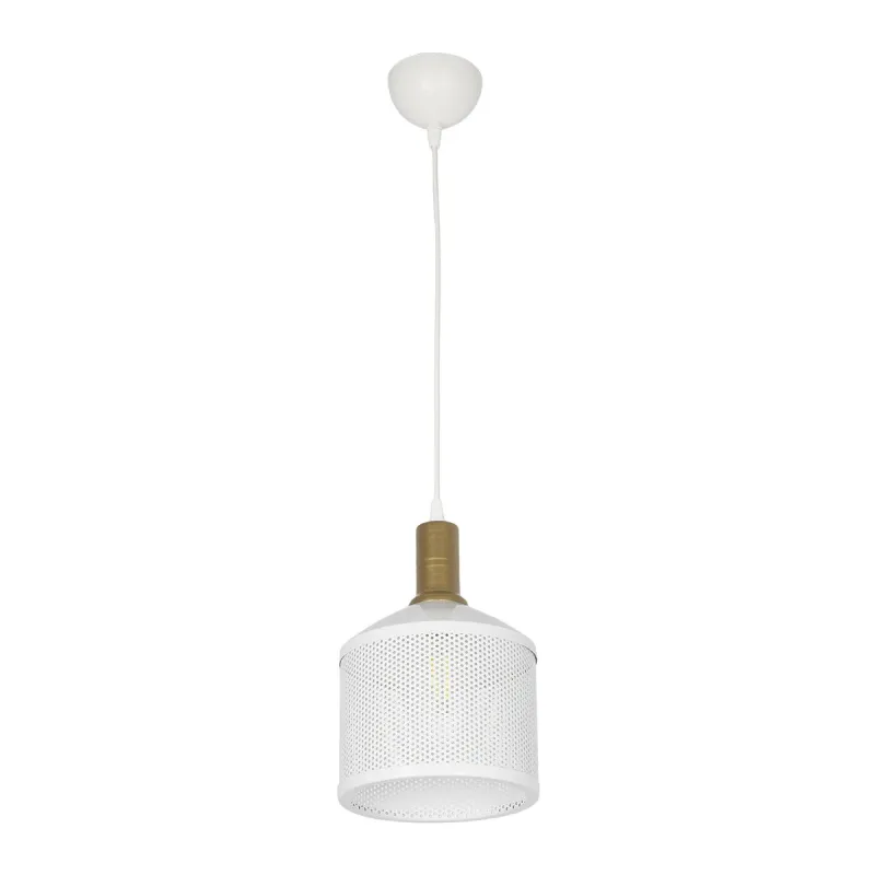 GLOBOSTAR® NETO 201-0129 Μοντέρνο Κρεμαστό Φωτιστικό Οροφής με Ντουί 1 x E27 AC 220-240V IP20 - Χρυσό & Λευκό - Μ18 x Π18 x Υ70cm