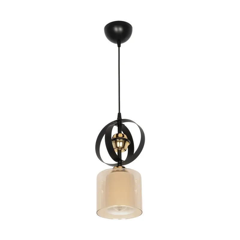 GLOBOSTAR® ZENIA 201-0134 Vintage Κρεμαστό Φωτιστικό Οροφής με Ντουί 1 x E27 AC 220-240V IP20 - Μαύρο - Μ16 x Π16 x Υ70cm