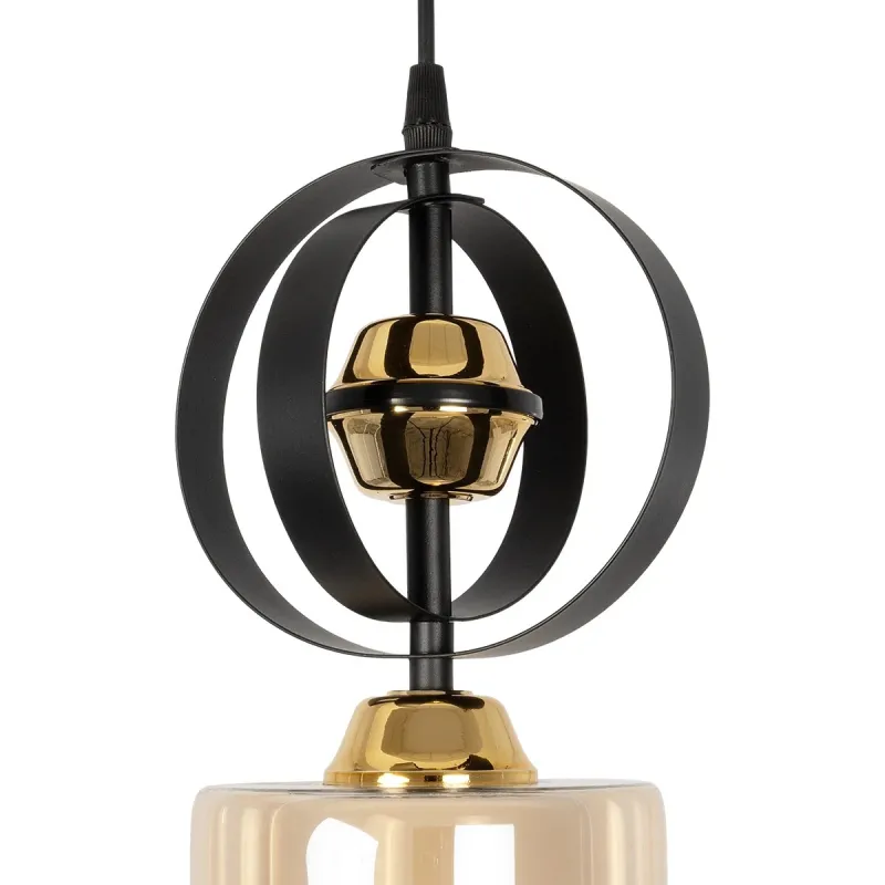 GLOBOSTAR® ZENIA 201-0134 Vintage Κρεμαστό Φωτιστικό Οροφής με Ντουί 1 x E27 AC 220-240V IP20 - Μαύρο - Μ16 x Π16 x Υ70cm