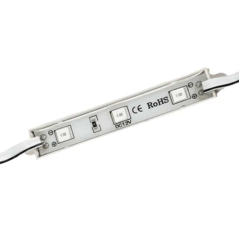 GLOBOSTAR® MODULARI 73703 Module LED 0.8W 60lm 120° DC 12V Αδιάβροχο IP65 3 x SMD5050 Chip Κόκκινο Dimmable - Μ8.6 x Π1.2 x Υ0.5cm - Πακέτο 20 Τεμαχίων - 3 Χρόνια Εγγύηση
