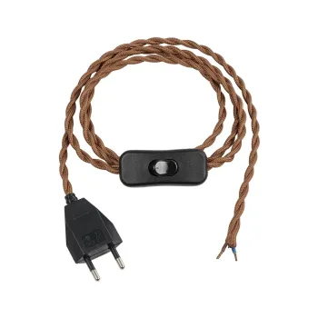 GLOBOSTAR® WHIP 77673 Μοντέρνο DIY Πλεκτό Καλώδιο με Διακόπτη On/Off AC 220-240V IP20 - Καφέ & Μαύρο - Μ140 x Π2.7 x Υ1.9cm