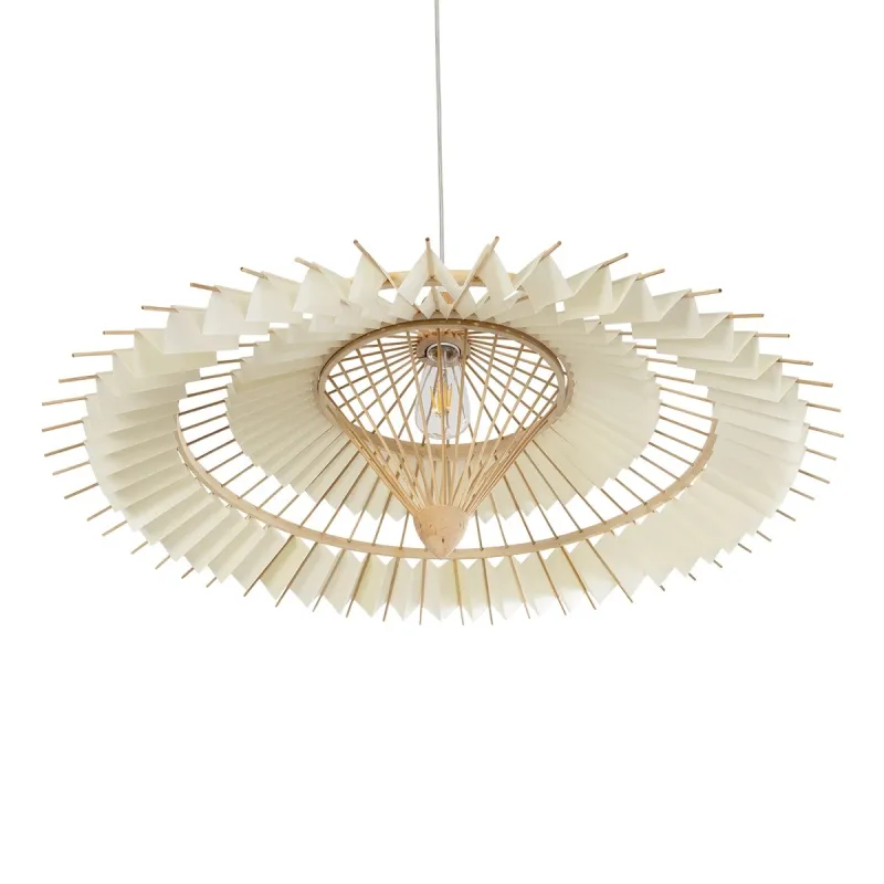 GLOBOSTAR® VENTALIA 999-0066 Boho Κρεμαστό Φωτιστικό Οροφής με Ντουί 1 x E27 AC 220-240V IP20 - Μπεζ - Μ83 x Π83 x Υ36cm