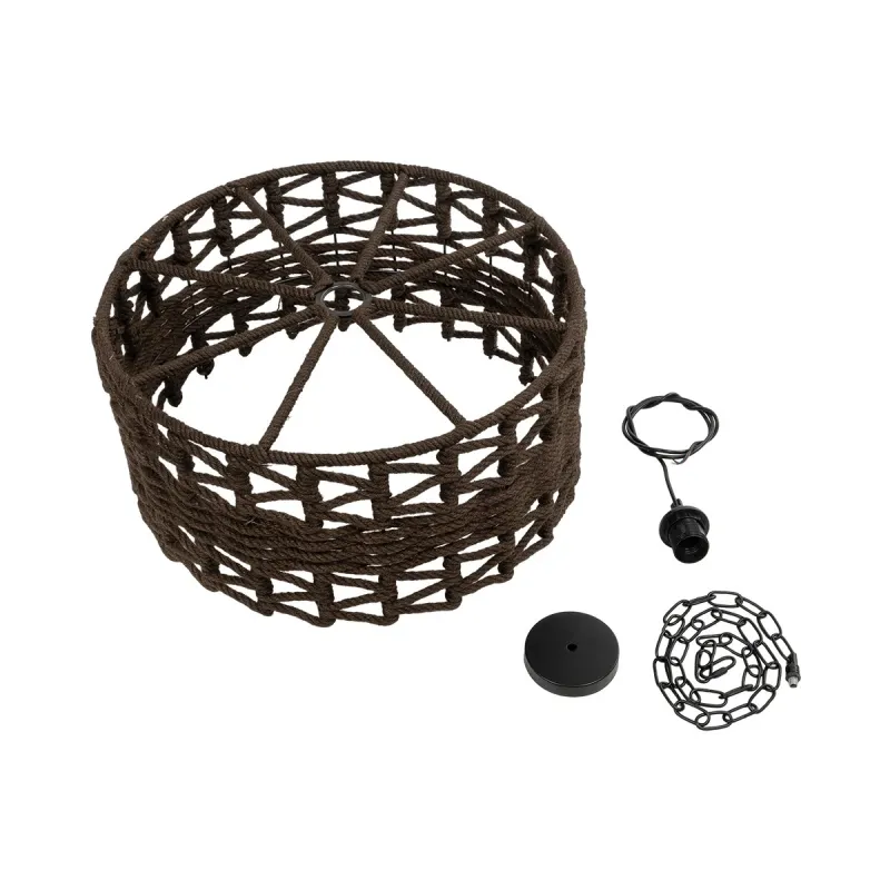 GLOBOSTAR® VERA 999-0069 Boho Κρεμαστό Φωτιστικό Οροφής με Ντουί 1 x E27 AC 220-240V IP20 - Καφέ - Μ50 x Π50 x Υ25cm